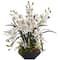 3ft. White Boat Orchid Arrangement in Black Vase